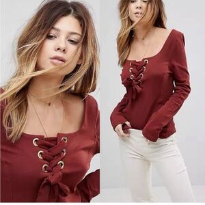 Free People Lace Up Top